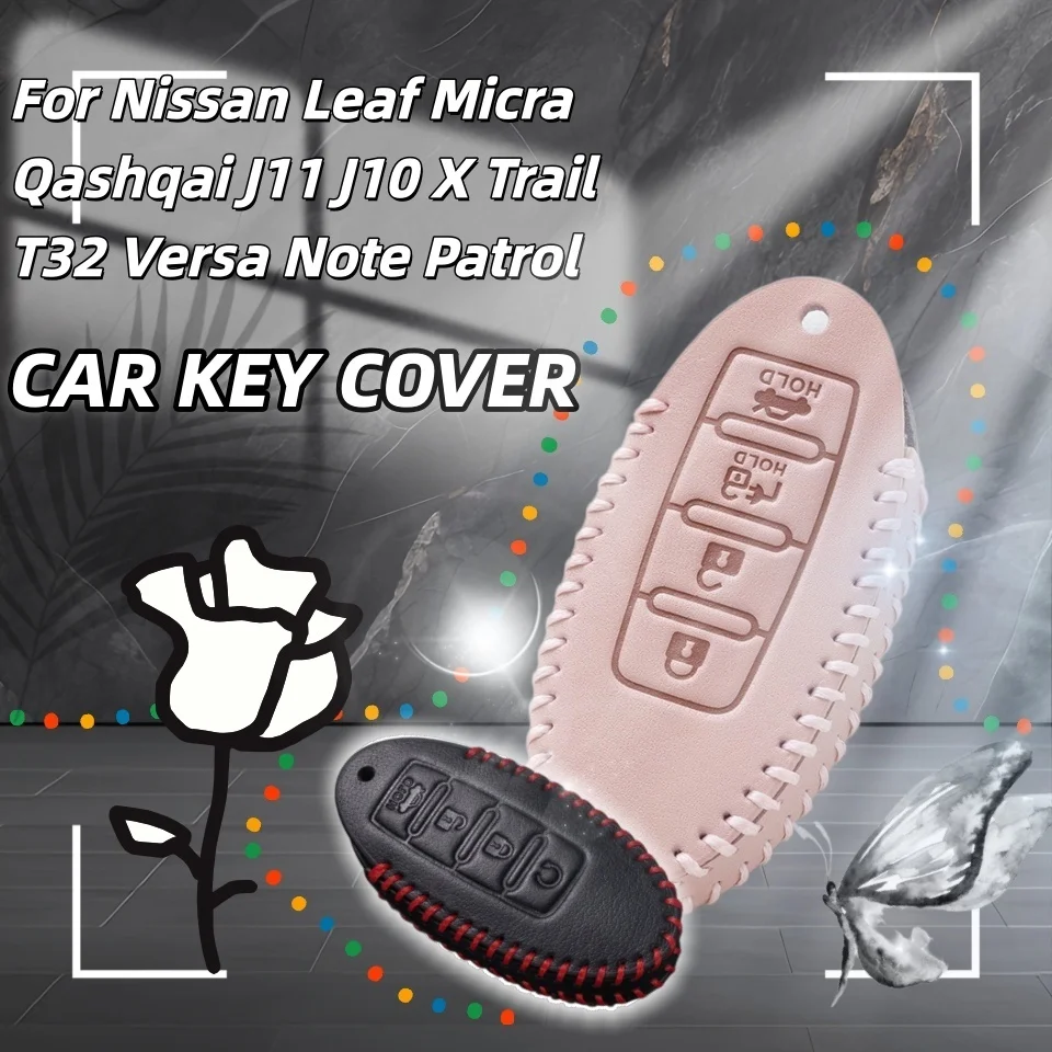 

For Nissan Leaf Micra Qashqai J11 J10 X Trail T32 Versa Note Patrol Car Key Case Cover 4 button Key Fob Cover Accessories