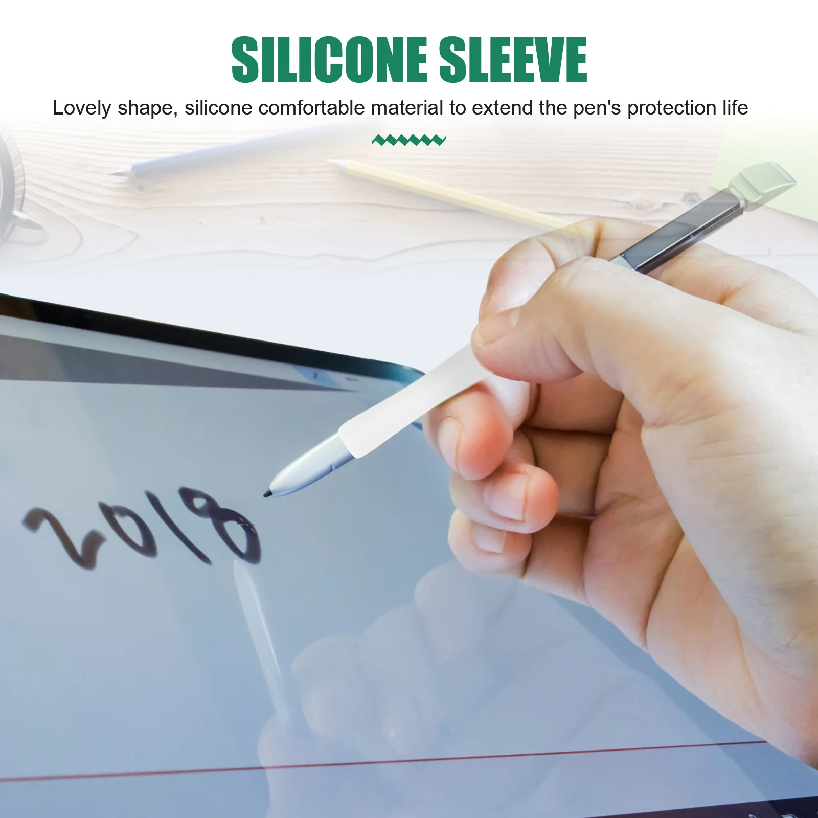 

6Pcs Silicone Pen Sleeve Stylus Cover Protective Body Case for Pencil 1 2 Fashionable Pure Color Decorative Writing Tool