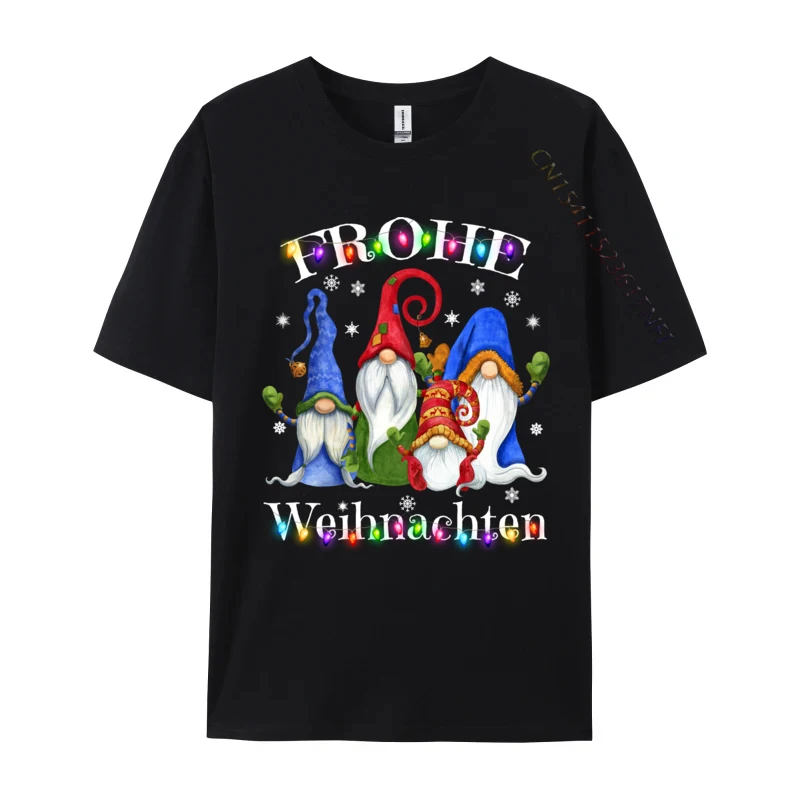 Frohe Weihnachten German Gnome Christmas Decorations Germany T-Shirts Funny Men T Shirts Cotton Tees Fitness