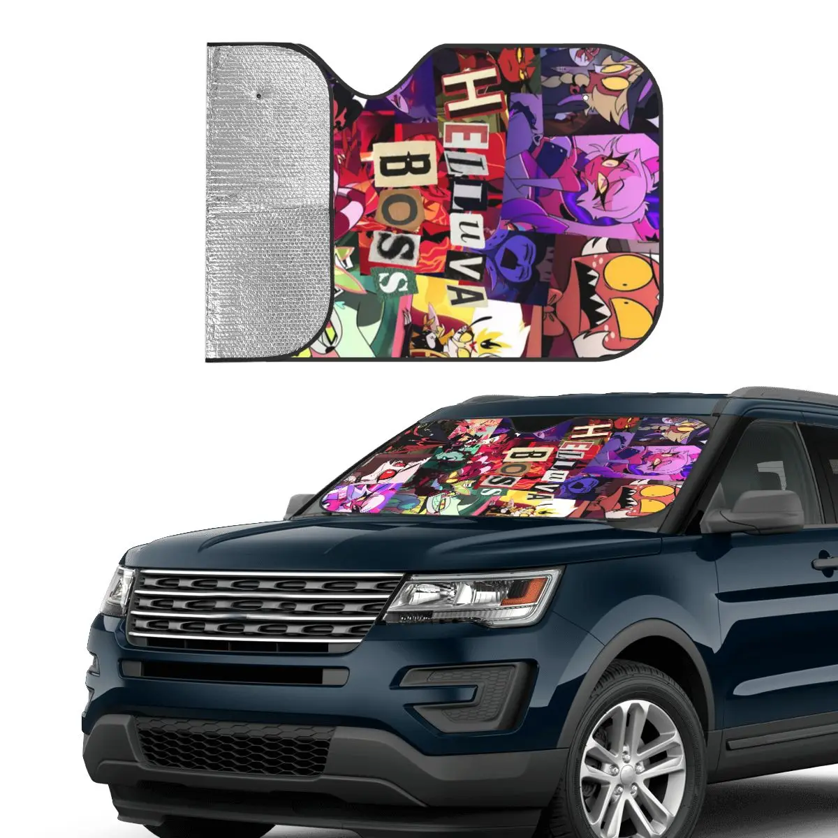 

Helluva Boss Cartoon Sunshade Windscreen Car Front Windshield Window Sun Visor Accessories Covers