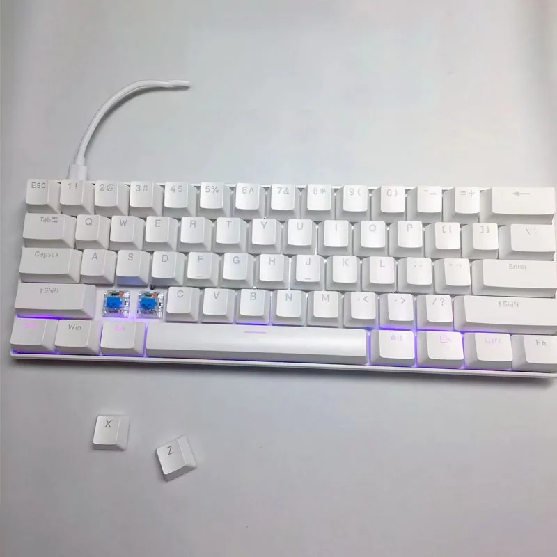 

Spanish wired mechanical keyboard mini computer white 60% with ñ gamer keyboards gaming backlit 61 keys pc teclado branco