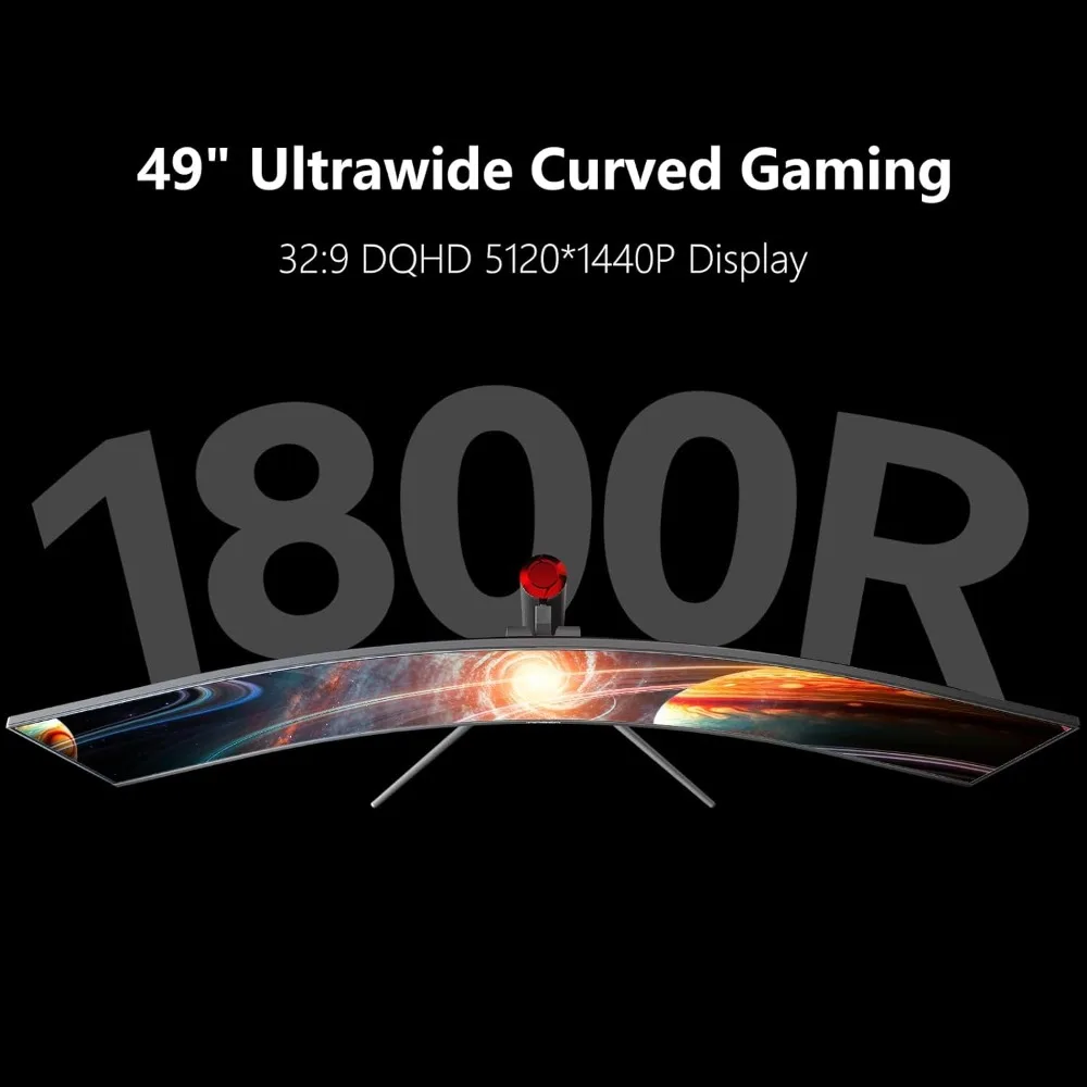 49 "Gebogen Monitor Ultrawide Gaming 120Hz 32:9 Qhd 5120X1440P Computer Monitor, R1800, 99% Srgb, Hdr400, Usb Type C