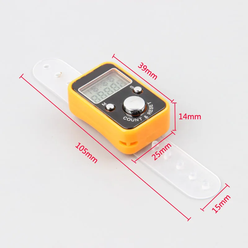 عداد رقمي إلكتروني محمول صغير LCD باليد البنصر عداد مسجل مع وظيفة الوقت غرزة علامة صف عداد