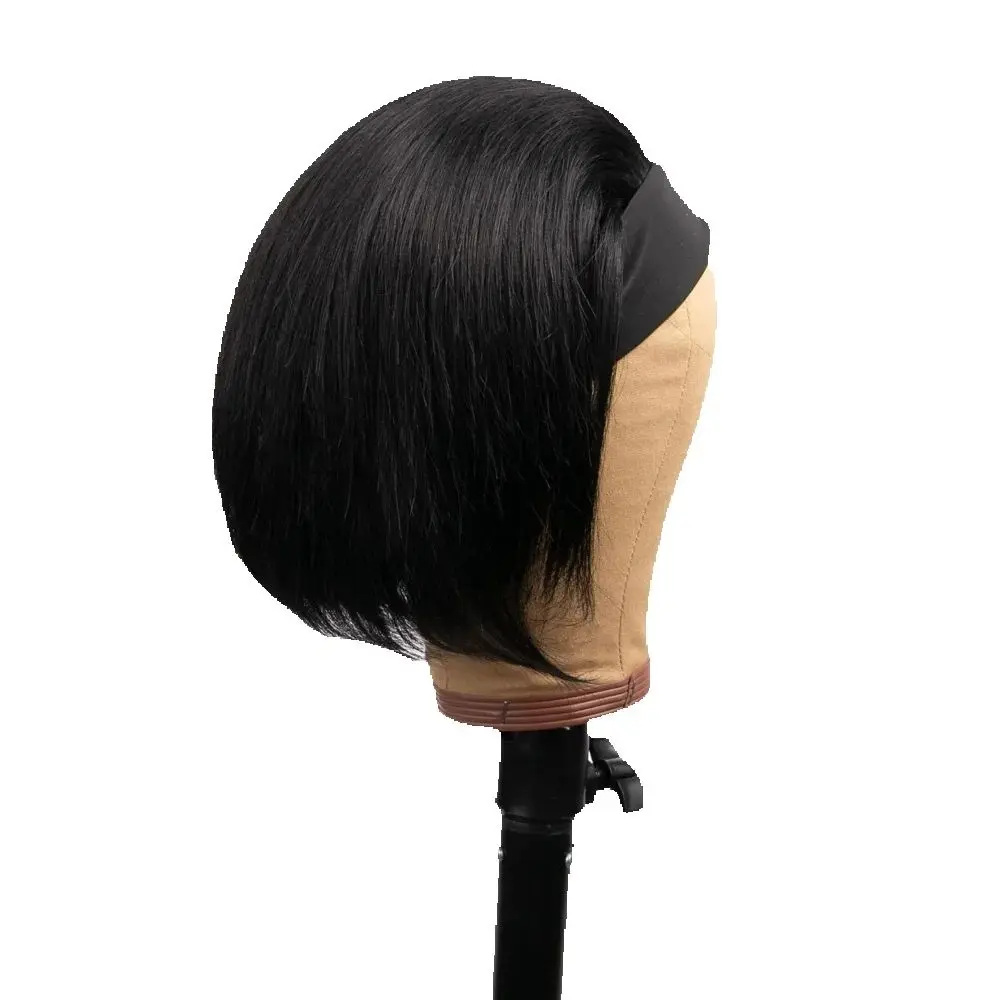 باروكات بوب قصيرة عقال باروكة من شعر طبيعي برازيلي مع عصابة رأس للنساء مصنوعة آليًا بالكامل باروكات شعر بشري مستقيمة