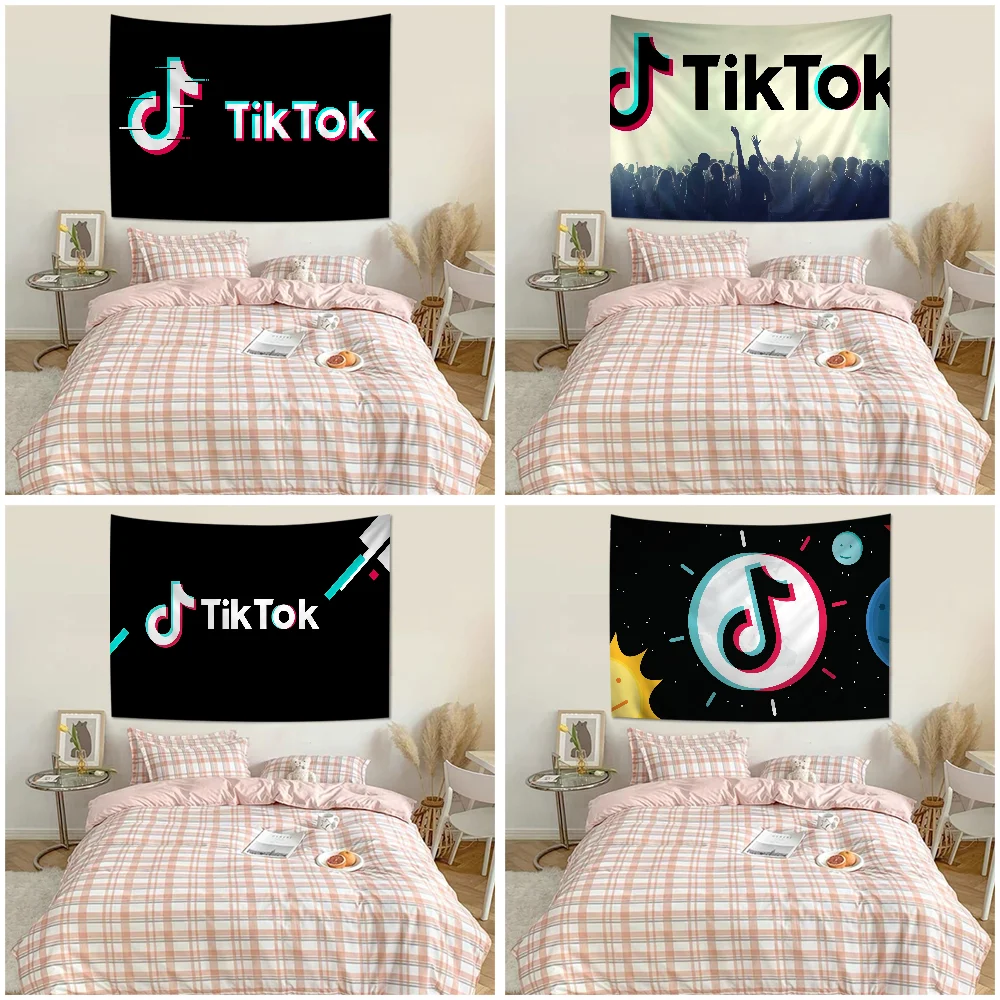 

T-TikTok Logo Tapestry Anime Tapestry Art Science Fiction Room Home Decor Wall Art Decor