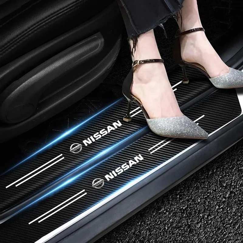 Carbon Fiber Car Sticker Auto Door Threshold Waterproof stickers For Nissan Qashqai Juke Pulsar Sentra Altima Patrol Micra Rogu