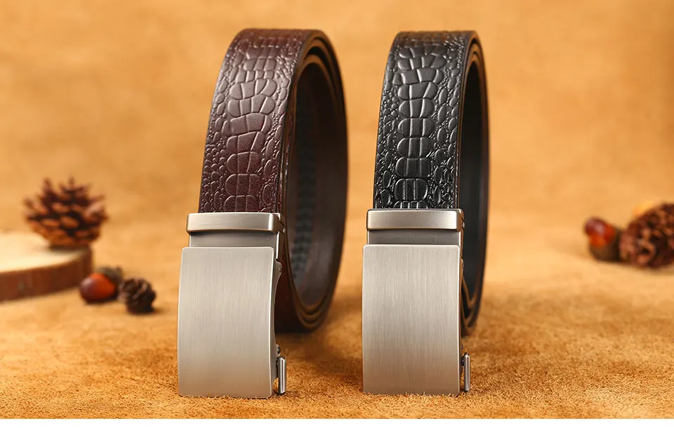 Krokodil Muster Männlich Gürtel Luxus Marke Automatische Männer Gürtel Rindsleder Leder Hüftgurt Echtes Leder Gürtel Für Jeans – Detail 1