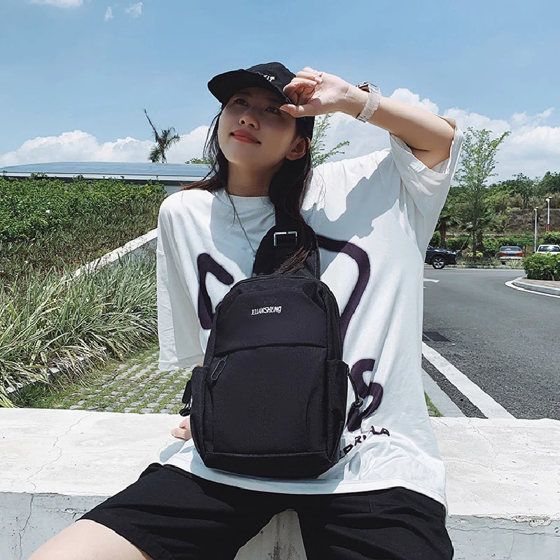 

Fashion Solid Color Unisex Chest Packs High Quality Nylon Men Business Crossbody Bags 2022 Anti-theft Pockets Shoulder Bag Male