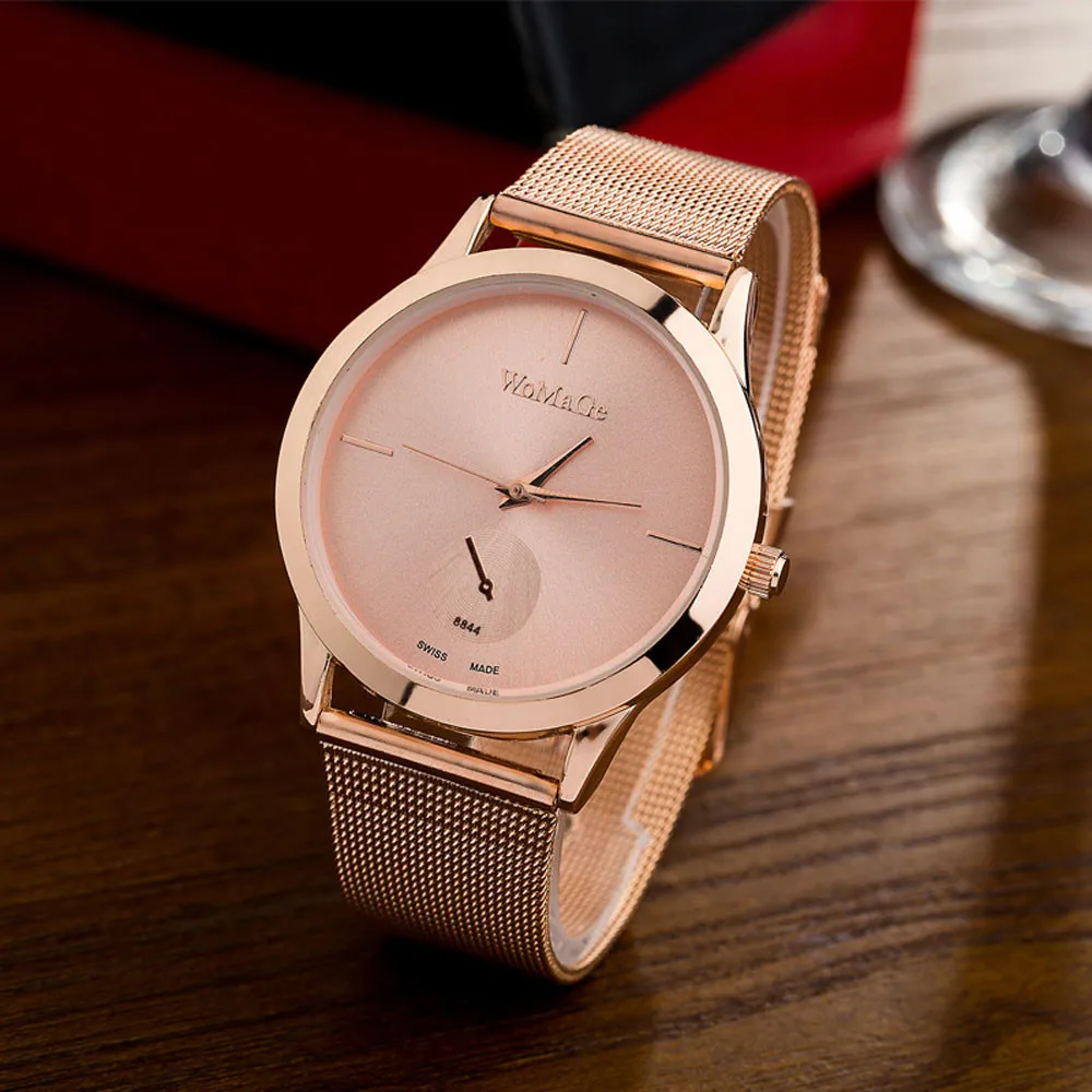 

Women Watch Simple Style Rose Gold Small Round Dial Female Watch Fashion Alloy Belt Watch Quartz Wrist Watch Reloj Para Mujer