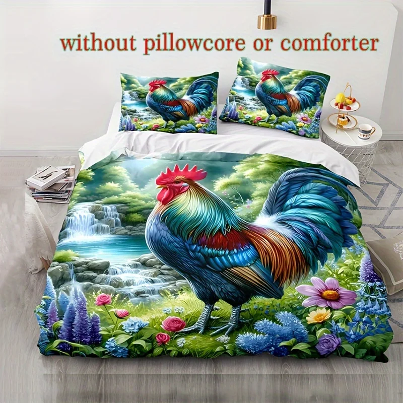 2/3D Digital Dream Catcher Rooster Duvet Cover Set Soft, Comfortable, Breathable-Bedroom Guest Room Decor - Student Dormitory