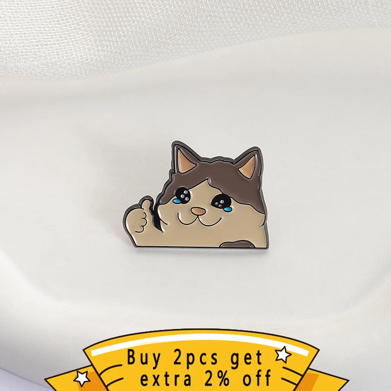 Crying Big Eyes Cat Enamel Pin Praise Recognition Encouragement Of Quotes From Animal Brooch Lapel Backpack Badge Jewelry Gifts