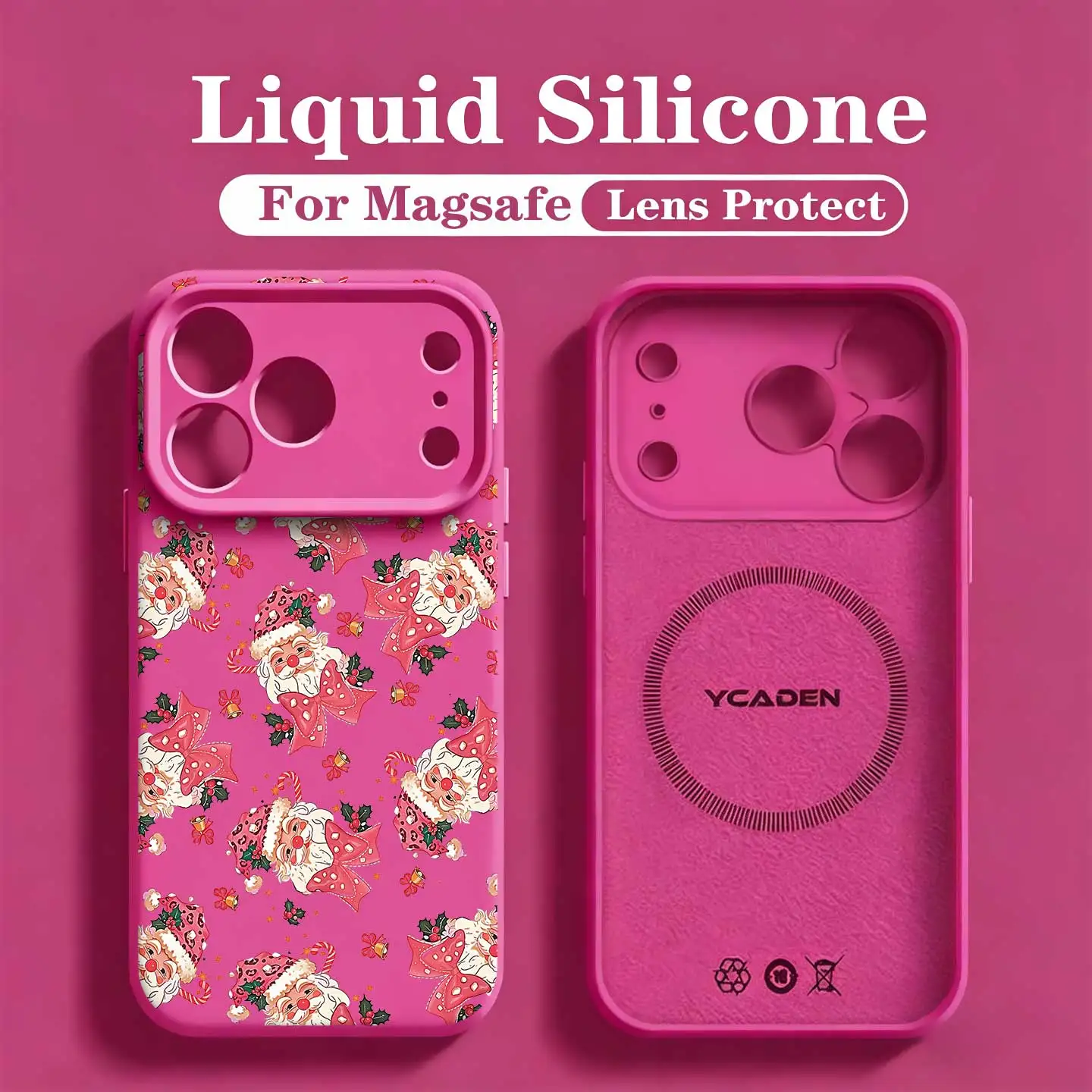 Y2K Leopard Santa Claus Hat Silicone Phone Case For Samsung Galaxy S24 S26 S25 Ultra S23 S26 Plus Wireless Charge Magnetic Cover