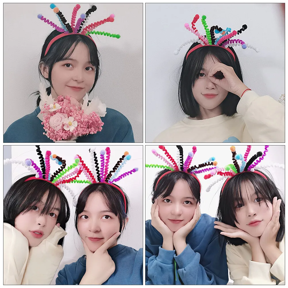 

2Pcs Colorful Spring Balls Headband Funny Hair Hoop for Adults Kids Costume Party Festival Cosplay Masquerade Photo Prop