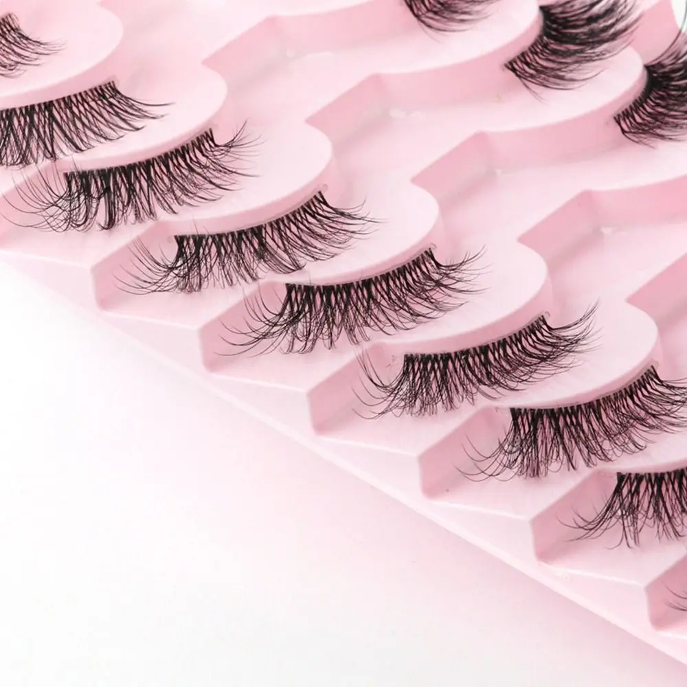 3D Accent Corner Lashes Natural Look Half Eyelashes with Clear Band Cat Eye False Eyelashes Half Lashes