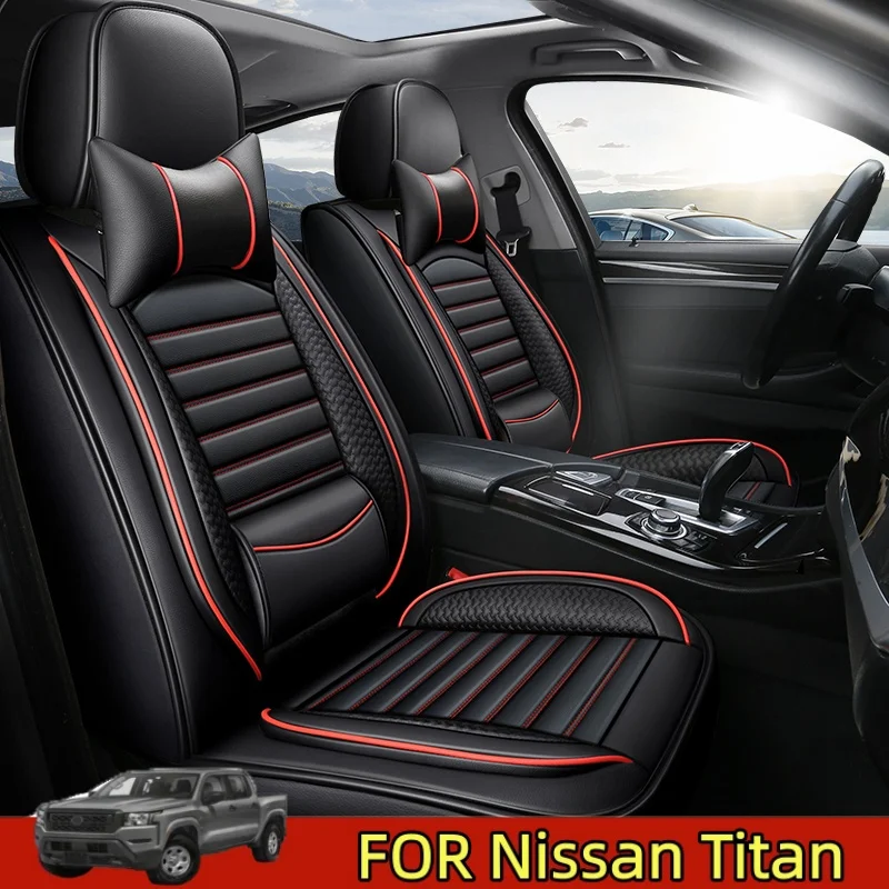 

Чехол на автомобильное сиденье Nissan Titan, водонепроницаемый, износостойкий, из искусственной кожи, роскошный, с фиксированной талией, передний и задний ряд, полностью упакованный чехол на сиденье