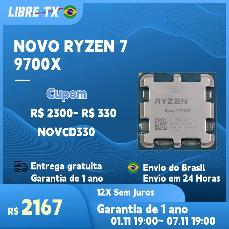 Processor RYZEN7 9700X Cpu Socket AM5 computer game stock in brazil