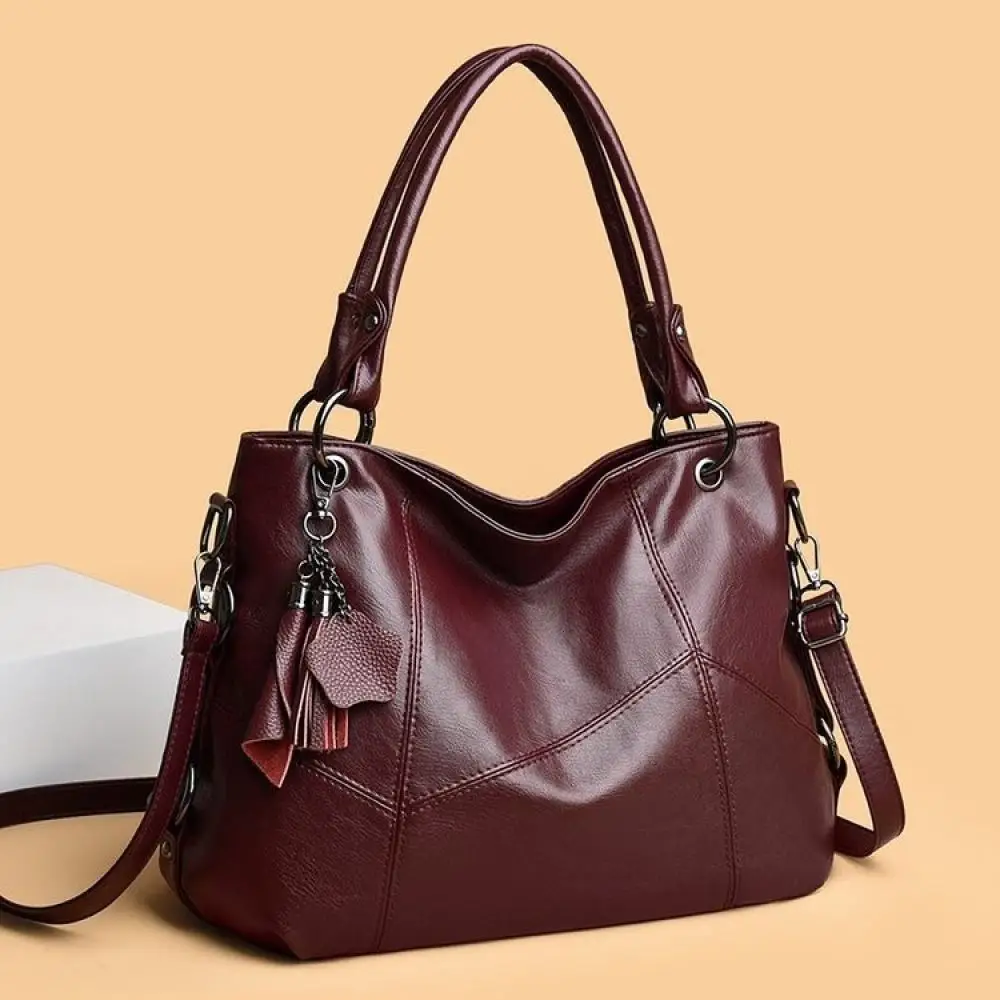 Retro Soft Leather Tote Bag Womens Shoulder Bag Large Capacity Crossbody Handbag Fashion Simple Daily Purse Comfortable