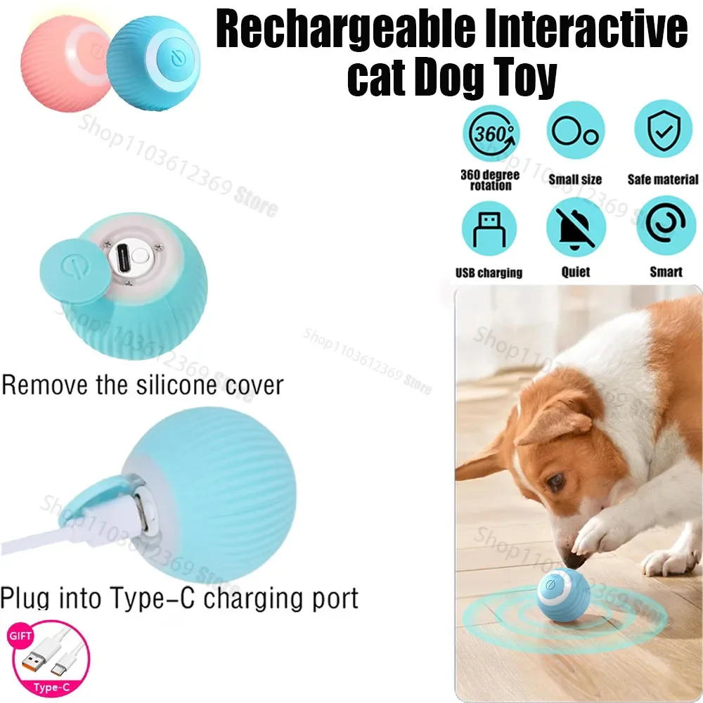 USB charging cat interactive ball, intelligent cat and dog toys, electronic interactive cat toys, indoor automatic scrolling