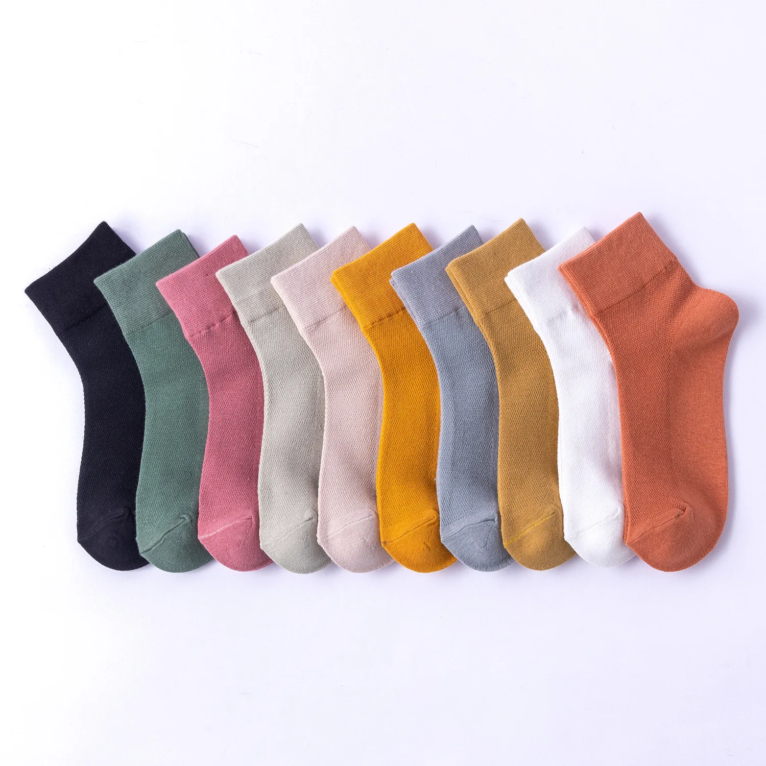 Summer Women Socks Hollow Out Thin Mesh Breathable Short Socks Women Casual Fashion Solid Color Black White Low Cut Ankle Socks