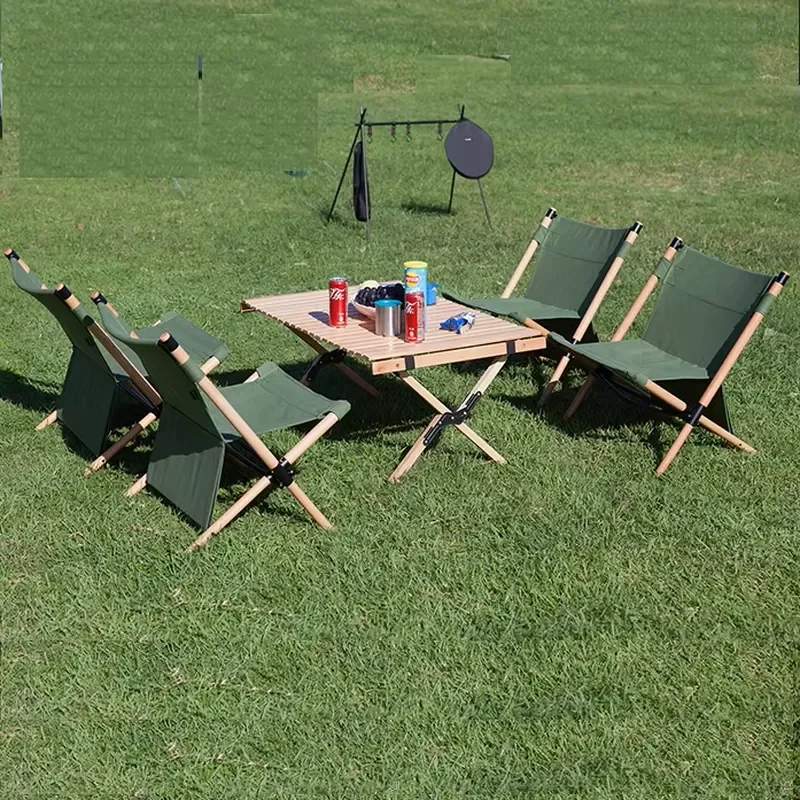 Outdoor recliner beach leisure portable packable foldable outdoor picnic table and chair set wooden outdoor furniture chair