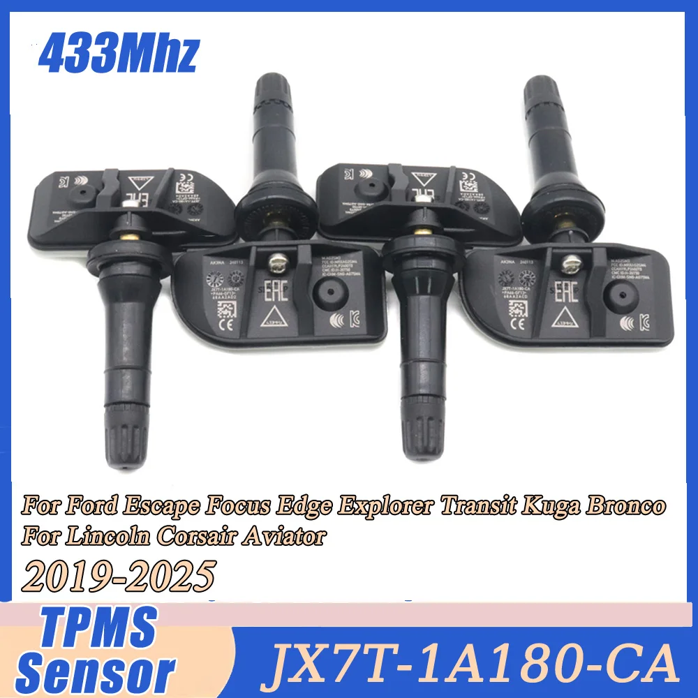 TPMS Tire Pressure Sensor JX7T-1A180-CA For 2019-2025 Ford Focus Edge Explorer Transit Kuga For Lincoln Corsair Aviator 433Mhz