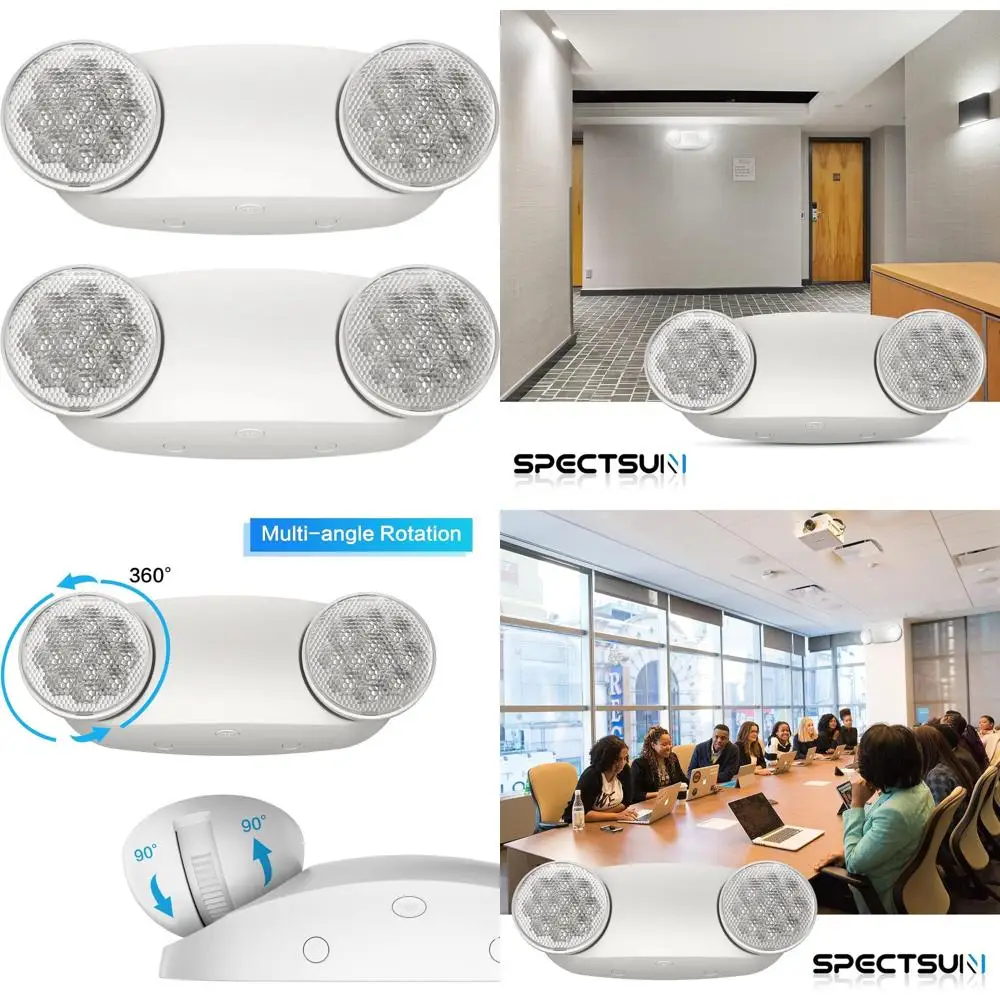 

Комплект из двух аварийных светильников с настенным креплением, сертифицированных по стандарту UL 924, с резервным питанием от батареи и двумя линзами типа «баг-ай» для коммерческого использования