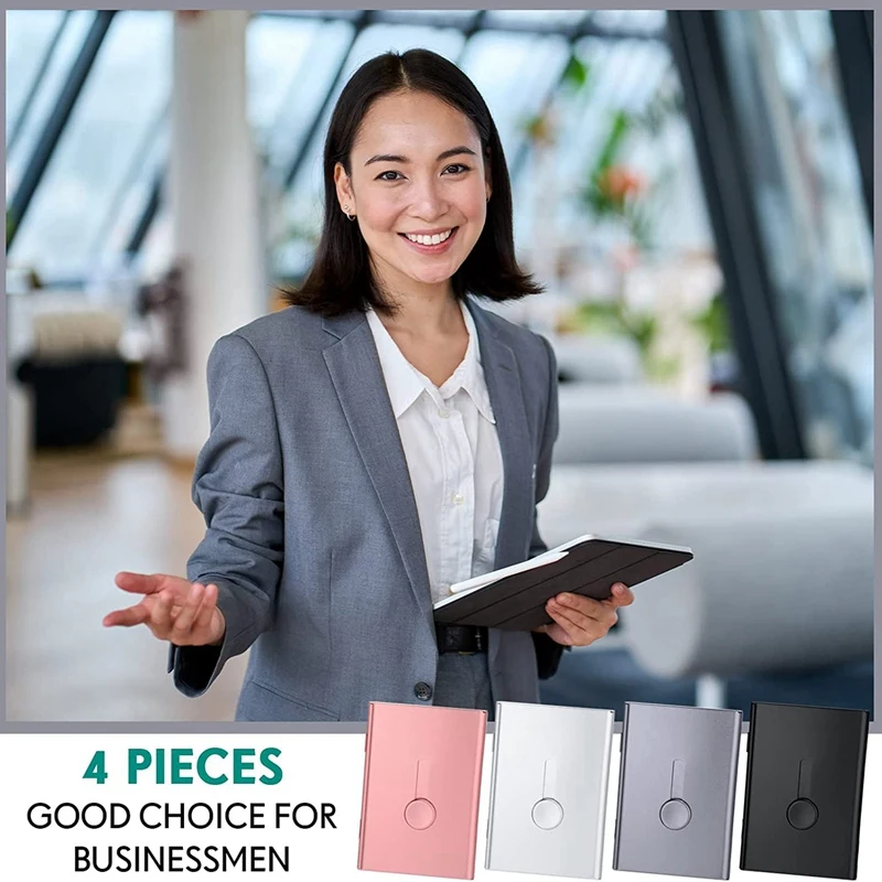 4 Pack Business Card Case Thumb Drive Business Card Case Pocket Metal Card Case For Credit ID Card