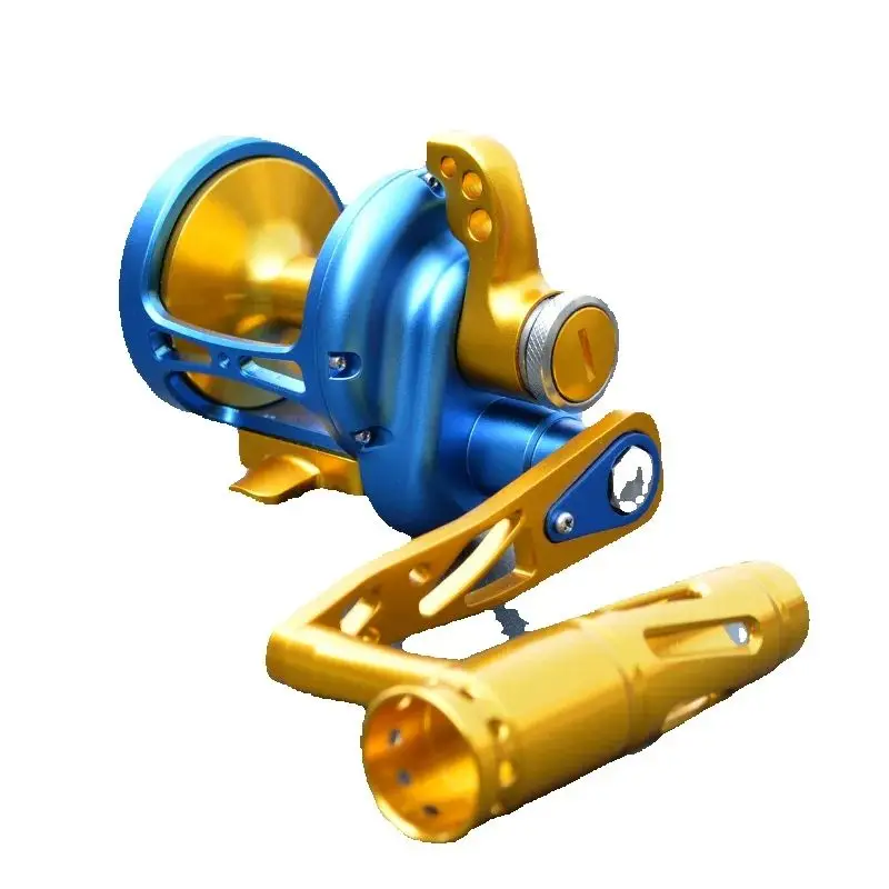 

CAMEKOON Легкая рыболовная катушка для джиговой ловли 4,9:1, гладкий рычаг, катушка сопротивления, полностью алюминиевая рама и боковые крышки, колесо для троллинга глубоководной лодки