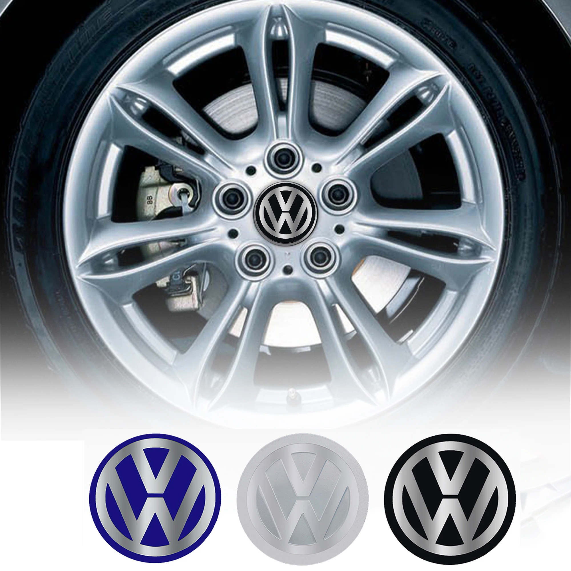 4 stuks 56/60/65mm Auto Naafdeksel Stickers Naafdop Sticker Voor Volkswagen R Golf 4 Motion GTI Polo Touran TSI TDI R32 MK4