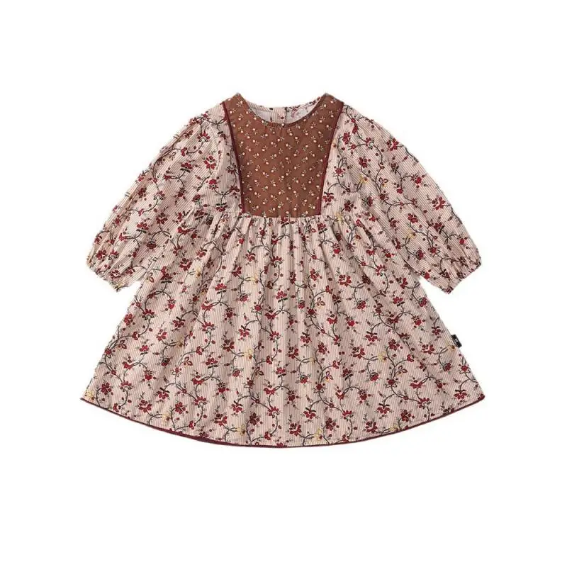 Clibeso 2024 Girls Baby Floral Vintage Dress Children Princess Cotton Dresses Long Sleeves Kids Lace Boutique Design Clothing