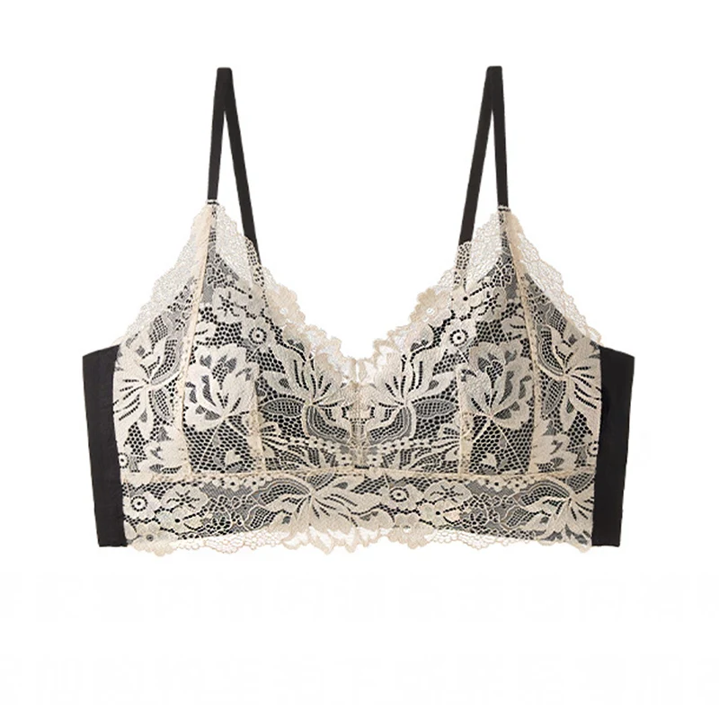Women Lace Bra Thin Flower Embroidery Lingerie Elegant Ladies Daily Underwear Female Intimates
