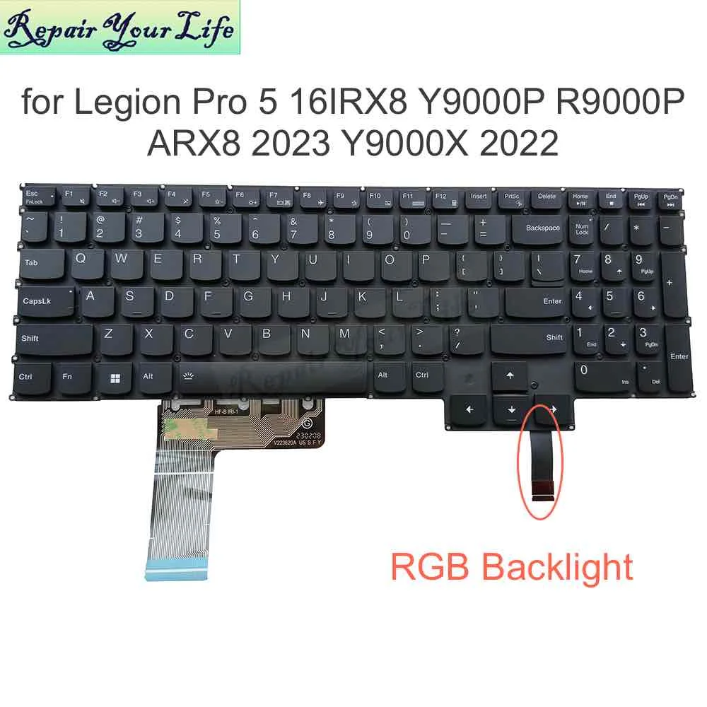US French Belgian Backlit Keyboard for Lenovo Gaming R9000P 15IAX9 2023 Y9000X 2022 83D6, Legion Pro 5 16IRX8 5-16IRH8 5-16APH8