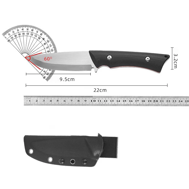 Cuchillo afilado de hoja fija de acero inoxidable 14C28N, mango G10, cuchillos para acampar al aire libre, herramienta de supervivencia de autodefensa con vaina