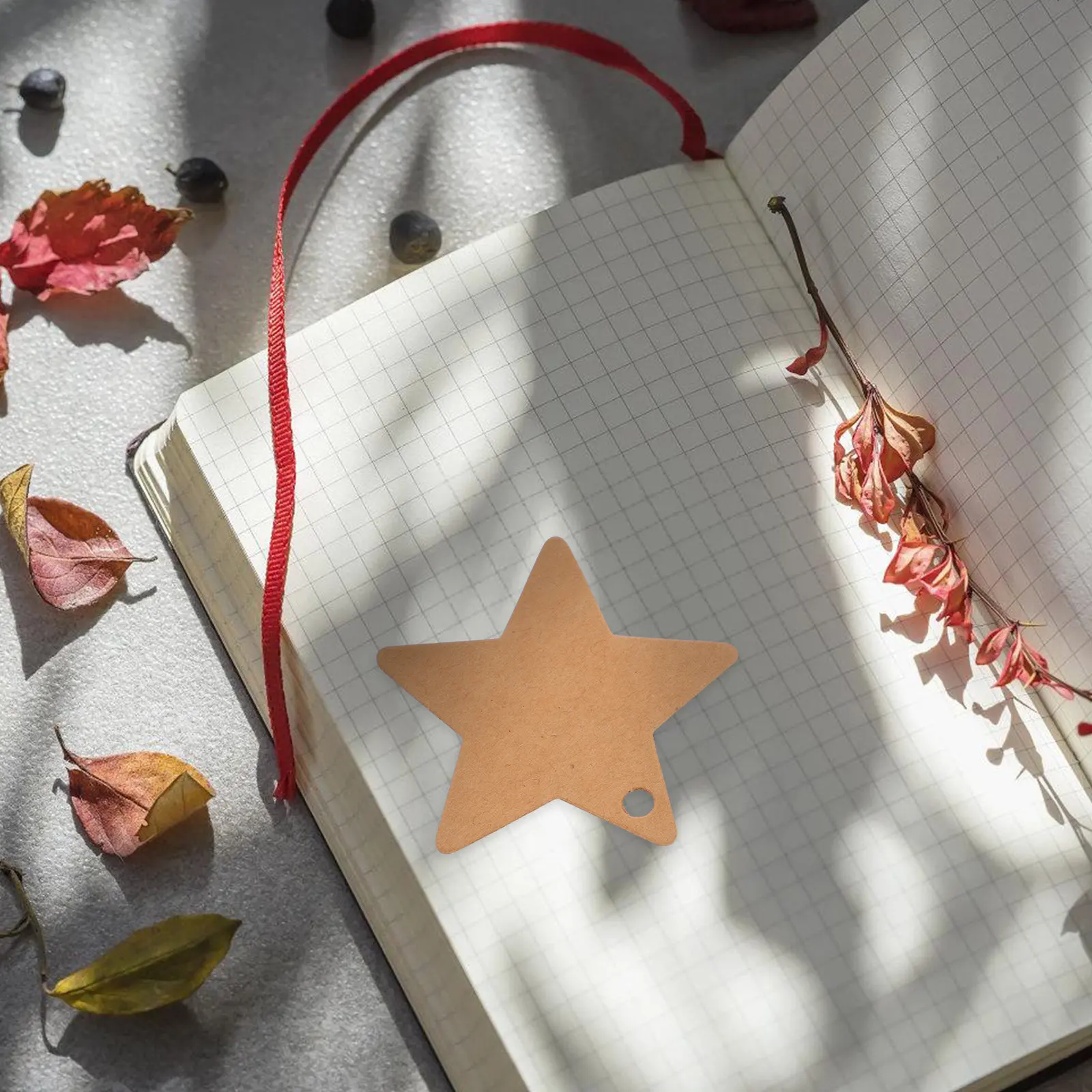 100Pcs Handmade Hang Tags Star Shaped Kraft Paper Tags for DIY Labels Ornaments Favors Decor Holiday Craft Supplies