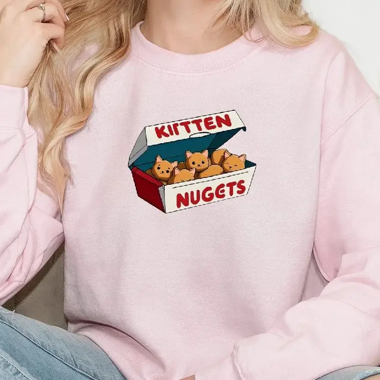 

Aesthetic Sweatshirt Long Sleeves Stylish Pullover Y2K Graphic Hoodies Crew Neck Unisex Casual Daily WearCotton Kitten Nugets