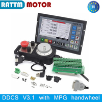 【EU US】 CNC PLC 4 Axis offline Motion Controller DDCS V3.1 500KHz PLC & Pendant Handwheel with Emergency Stop