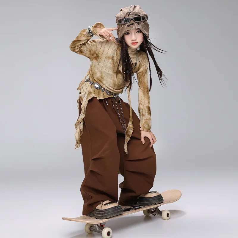 Girl's Jazz Dance Costume Wasteland Style Outfit Hip-hop Girl Group Performance, Street Dance, Children's Trendy Clothing