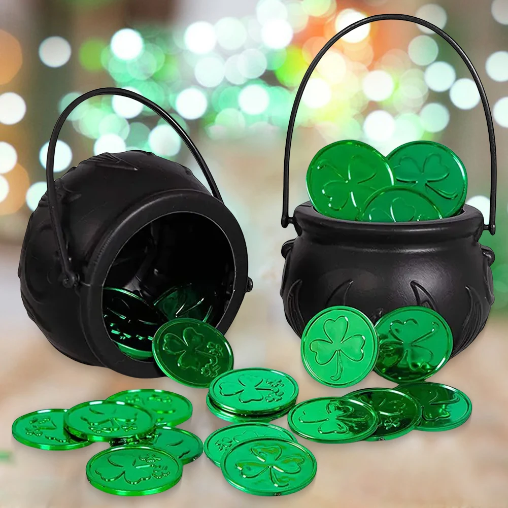 50 قطعة/100 قطعة الأيرلندية الأخضر البرسيم عملة الجدول الديكورات سانت باتريك يوم محظوظ عملات جيب رمز سحر عملة لعبة هدية لاستخدام الحفلات