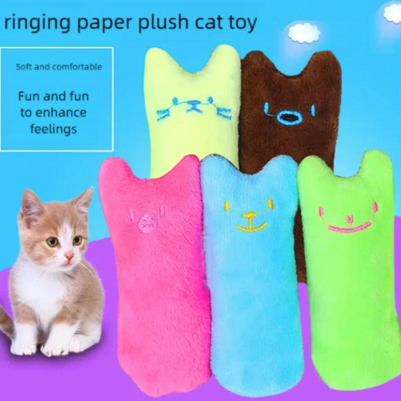 Interaktives Niedliches Katzenspielzeug Lustiges Plüsch-Mini-Zahnpflege-Katzenminze-Quietschspielzeug für Kätzchen Haustierzubehör