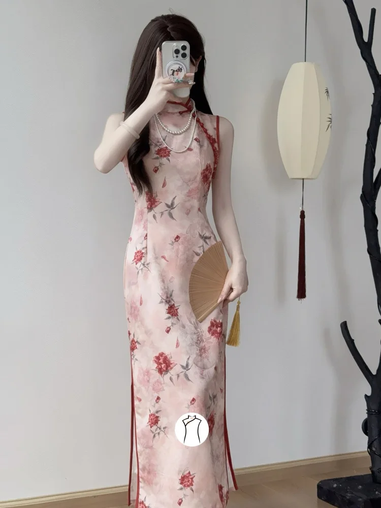 

Платье Red Rose Young Sle Svel Dr Ele Simple Design для девочек, с цветочным принтом, из дышащего тонкого материала, длинное