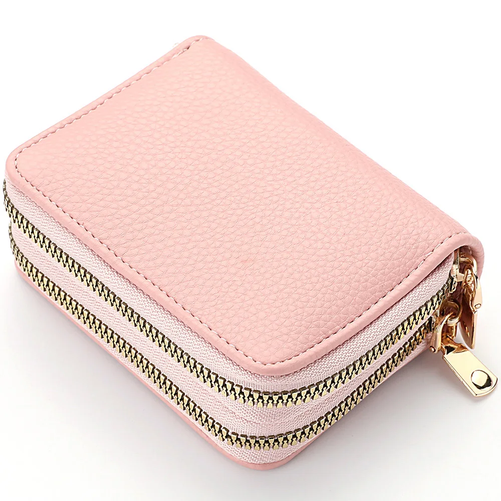 Kurze Geldbörse für Damen, Kartenhalter mit Litschi-Aufdruck, PU-Leder, Bank, Kreditkarte, Ausweishalter, Münztasche mit Reißverschluss – Detail 6