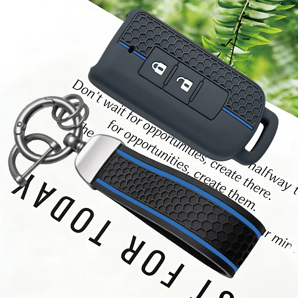 Honeycomb Side Panel Key Case With Keychain For Mitsubishi Outlander Xpander Triton ASX LANCER Pajero Sport 3 Eclipse Cross L200