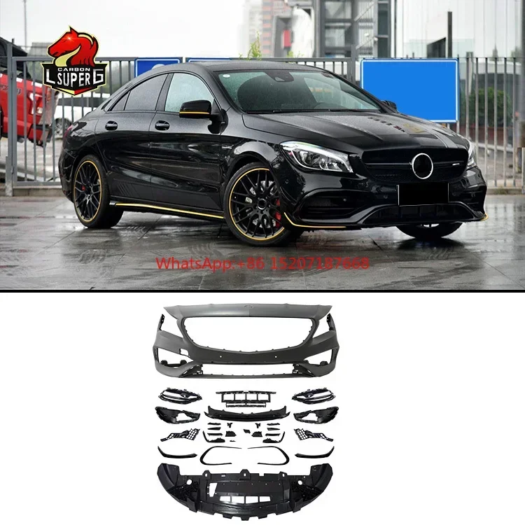 

CLA Class car bumper for Mercedes Benz W117 CLA45 front bumper rear bumper side skirt grille body kit 2013 2019