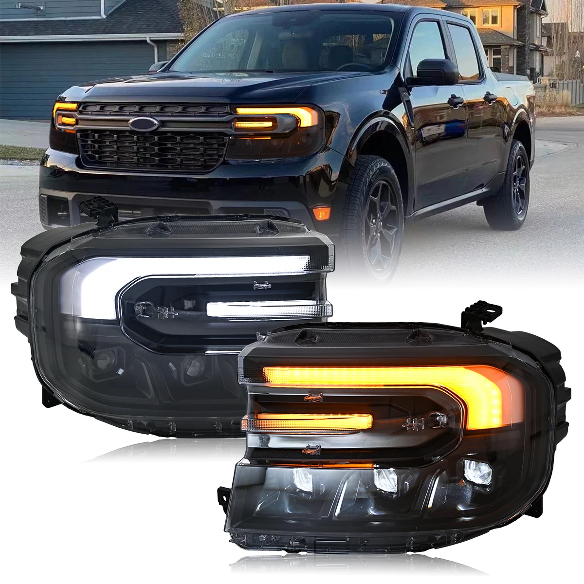 

1 пара светодиодных фар DRL в сборе для Ford Maverick 2022 2023 2024 фары