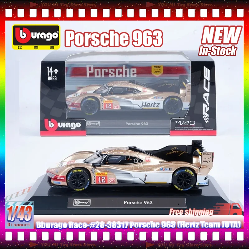 

В наличии Bburago масштаб 1:43 литой под давлением Porsche 963 (Hertz Team Jota) 28-38317 миниатюрная коллекционная модель гоночного автомобиля из сплава на заказ