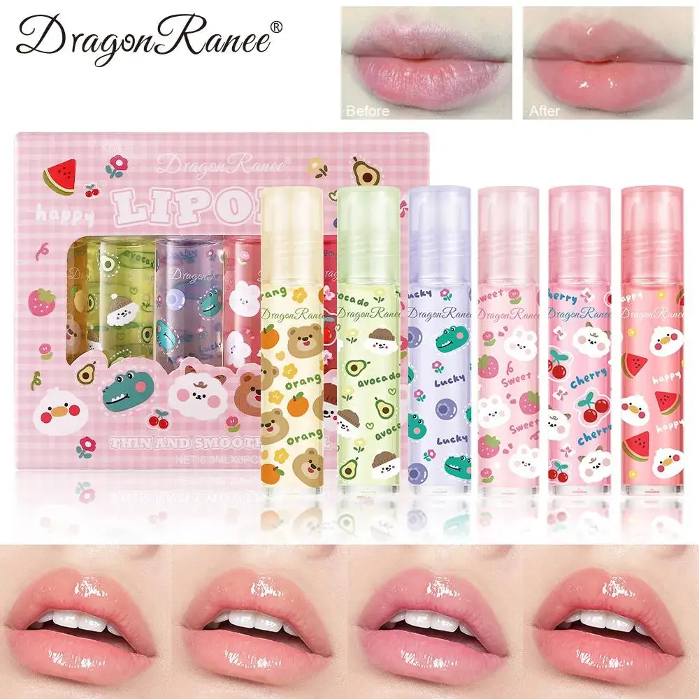 Roll On Lip Oil Hydrating Gloss Set Moisturizing Fruit Balm Waterproof Non Stick Transparent Shine Care Tint