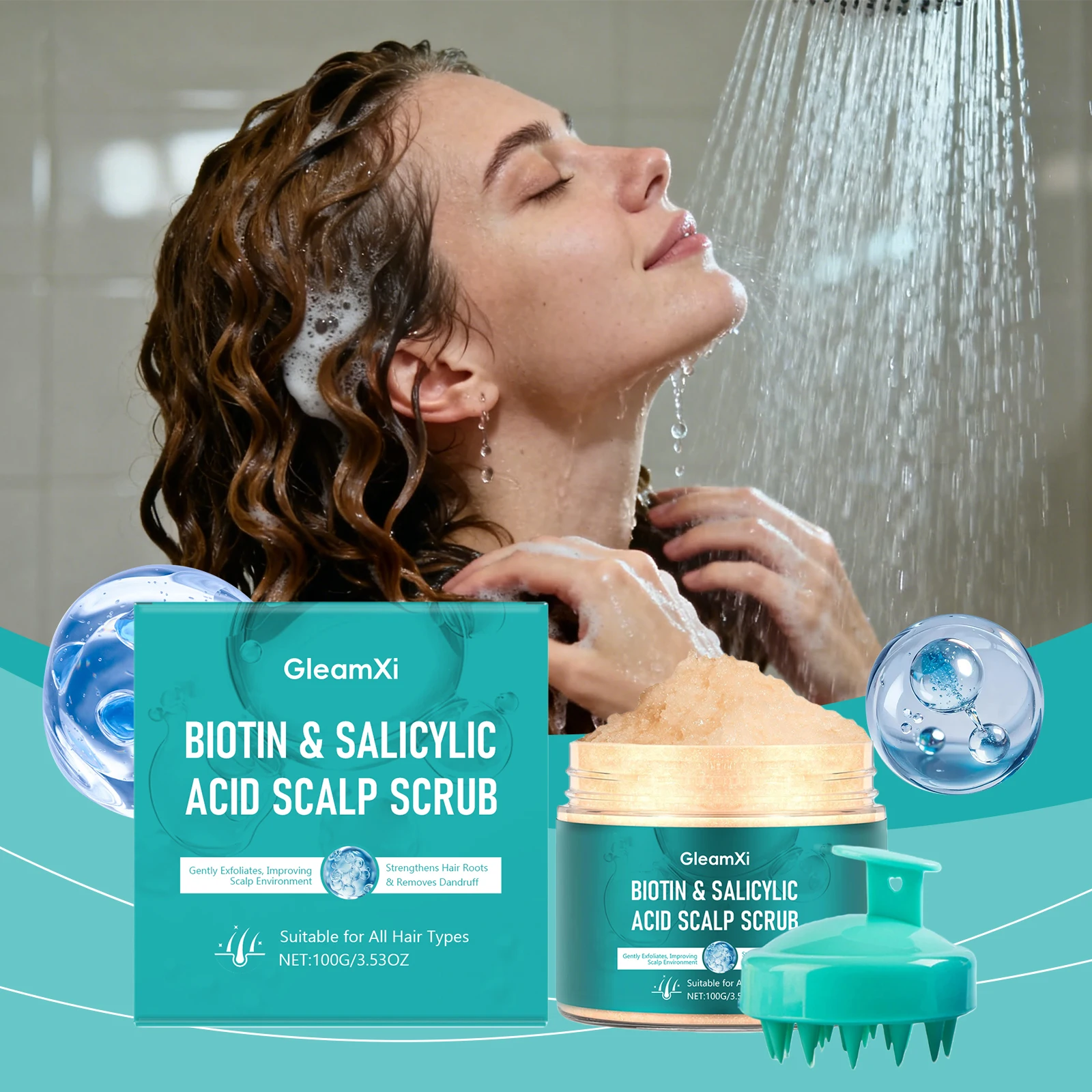 GleamXi Salicylic Acid Soothing Scalp Anti-Itch Scrub Gentle Scalp Care Cleansing Volumizing Hair Daily Refreshing Hair Scrub