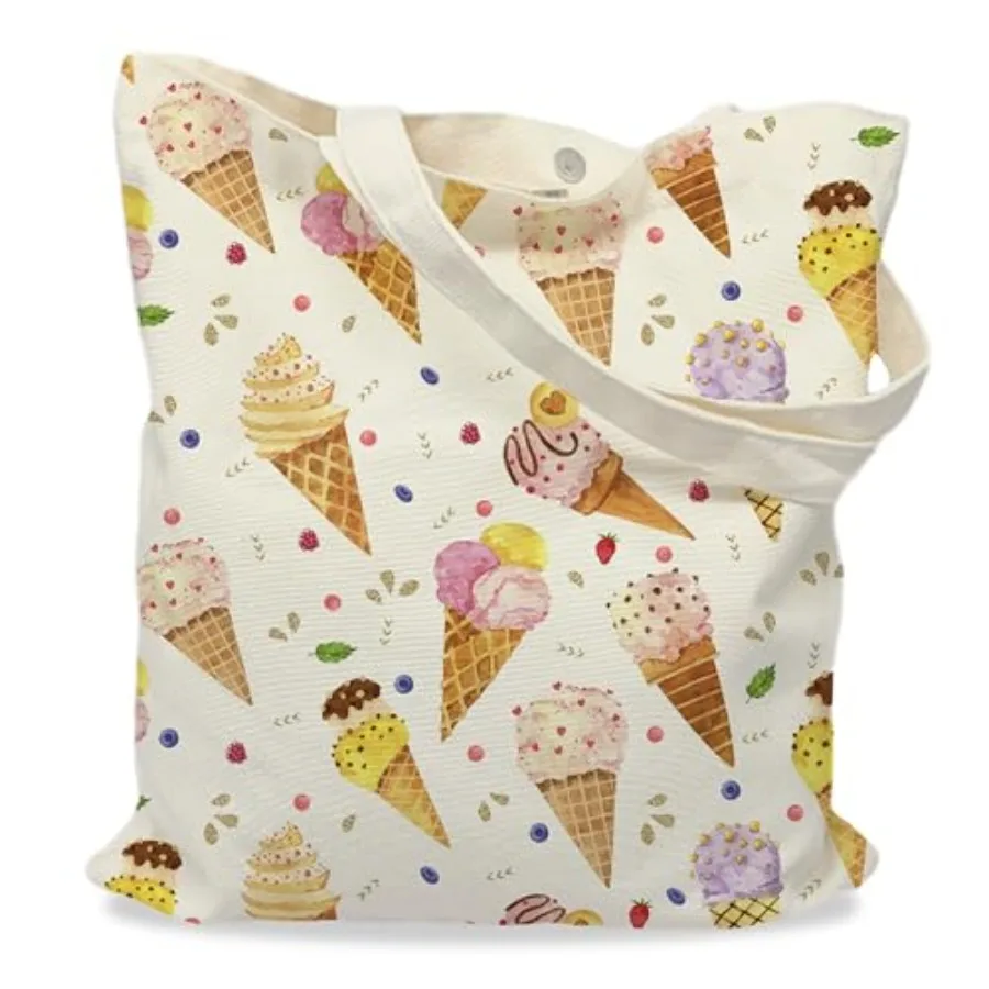 

Canvas Tote Bag for Women, Reusable Grocery Shopping Shoulder Bag, Cute Floral Fruit Beach Tote