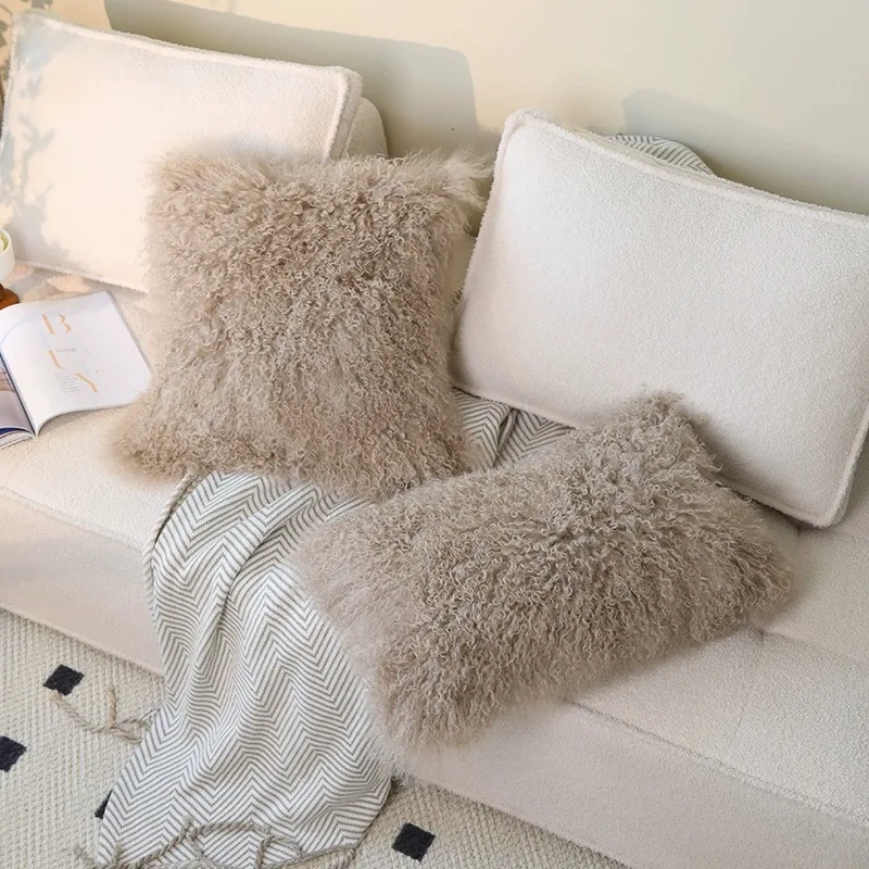 Mongolia Lamb Fur Cushion Cover, Custom Made Pillow Cover