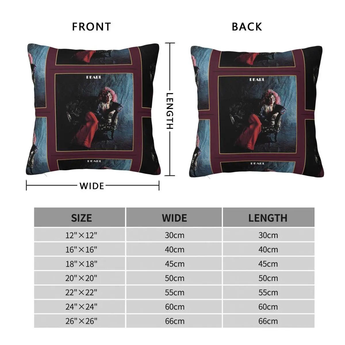 Janis Joplin Pearl Square Pillowcase Polyester Linen Velvet Creative Zip Decorative Throw Pillow Case Room Cushion Cover 45x45